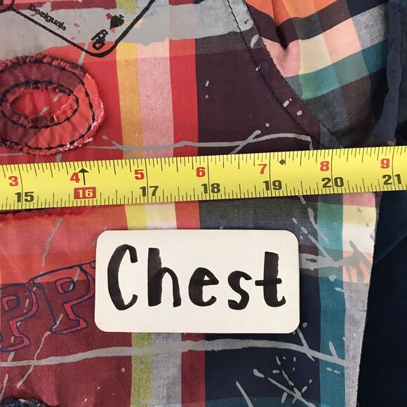 Desigual Colorful Red Plaid Long Sleeve Cotton Collared Mens Shirt NWOT - M/L - Picture 7 of 9